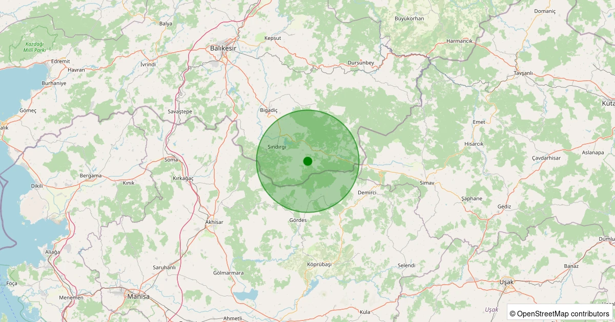 06 Kasım 2025 saat 22:56 - Sındırgı - Büyükdağdere - 2.10ml depreminin harita gösterimi