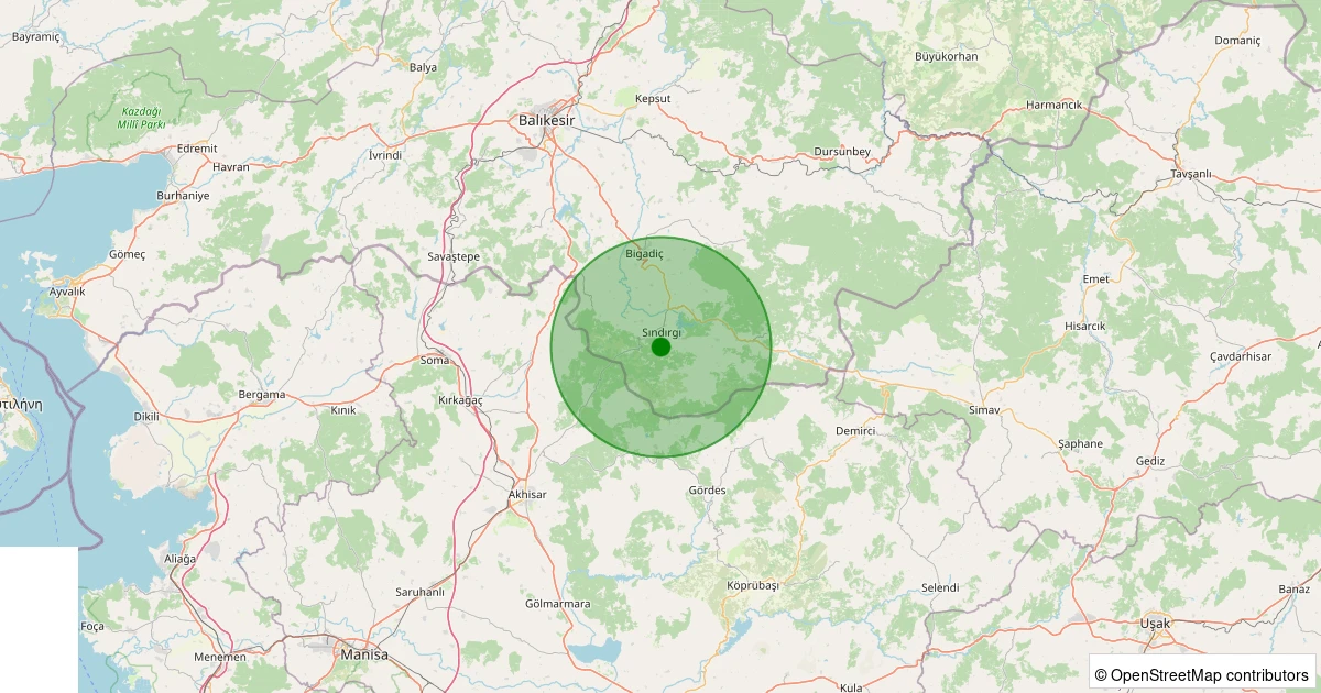 06 Kasım 2025 saat 23:47 - Sındırgı - Yaylacık - 1.80ML depreminin harita gösterimi