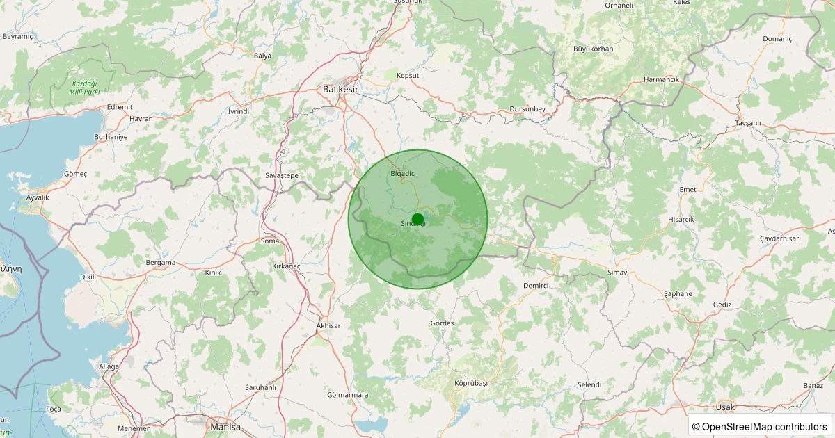 07 Kasım 2025 saat 02:13 - Sındırgı - Çavdaroğlu - 1.30ML depreminin harita gösterimi