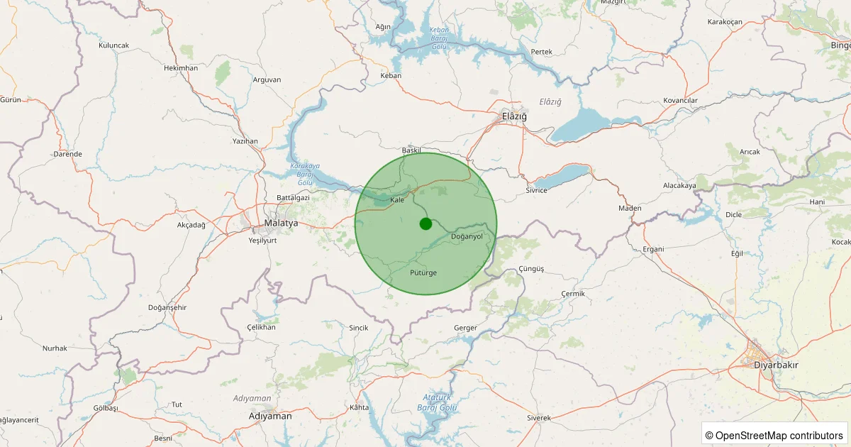 08 Ekim 2025 saat 20:15 - Kale - Akça Köyü - 1.90ML depreminin harita gösterimi