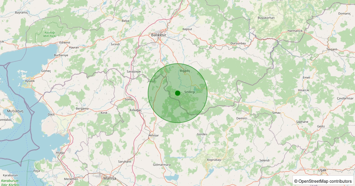 07 Kasım 2025 saat 02:42 - Sındırgı - Alakır - 1.30ml depreminin harita gösterimi