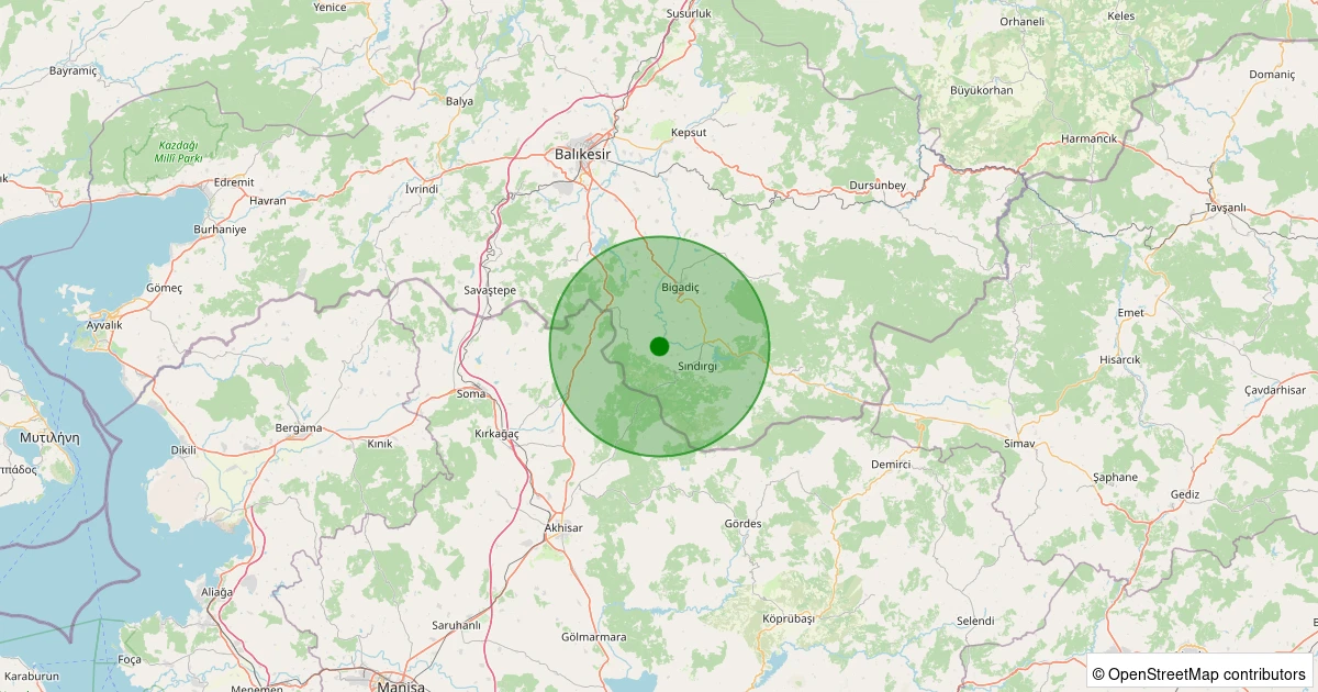 07 Kasım 2025 saat 03:09 - Sındırgı - Küçükbükü - 1.60ML depreminin harita gösterimi