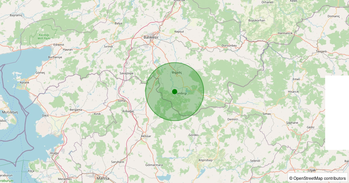 07 Kasım 2025 saat 03:54 - Sındırgı - Karagür - 1.00ML depreminin harita gösterimi