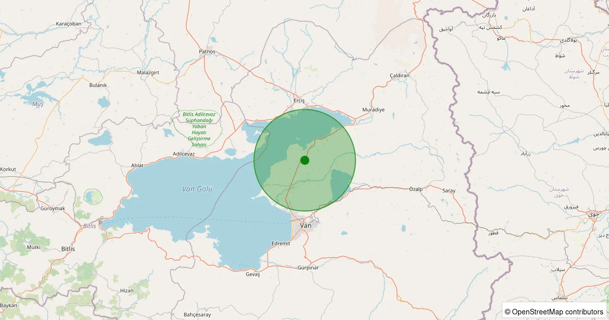 08 Ekim 2025 saat 20:55 - Tuşba - 1.90ML depreminin harita gösterimi