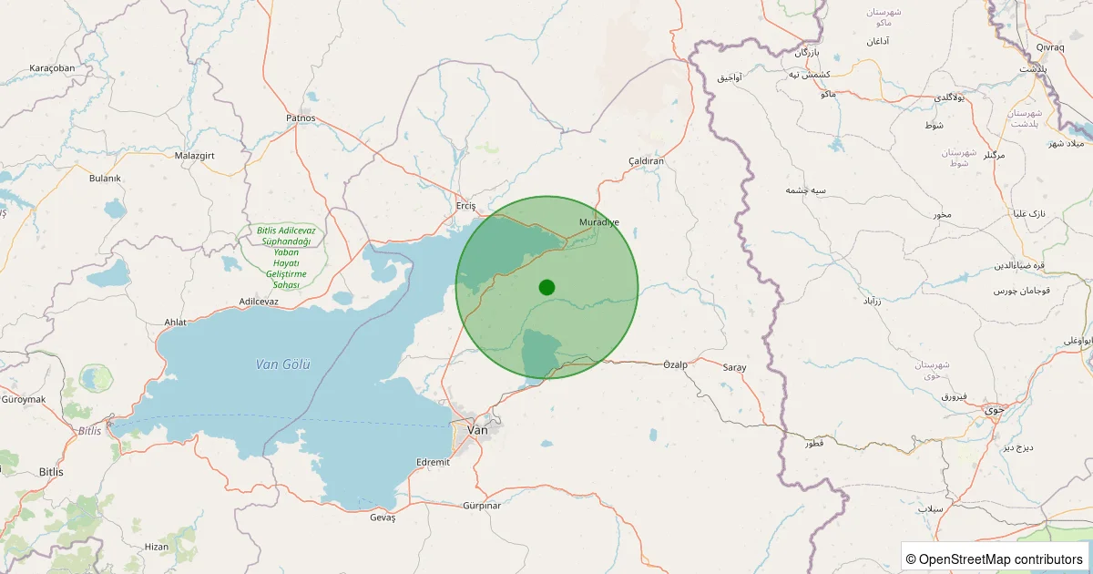 08 Ekim 2025 saat 22:02 - Tuşba - Akçift - 2.50ML depreminin harita gösterimi
