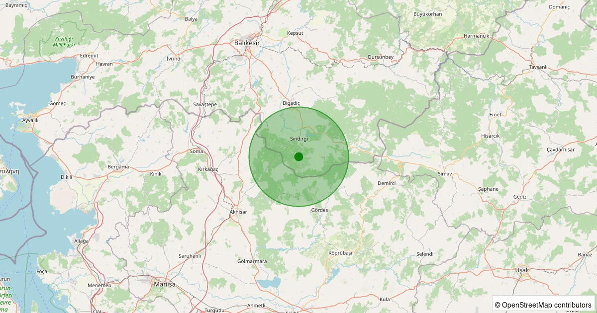 08 Ekim 2025 saat 22:10 - Sındırgı - Aktaş - 2.60ml depreminin harita gösterimi
