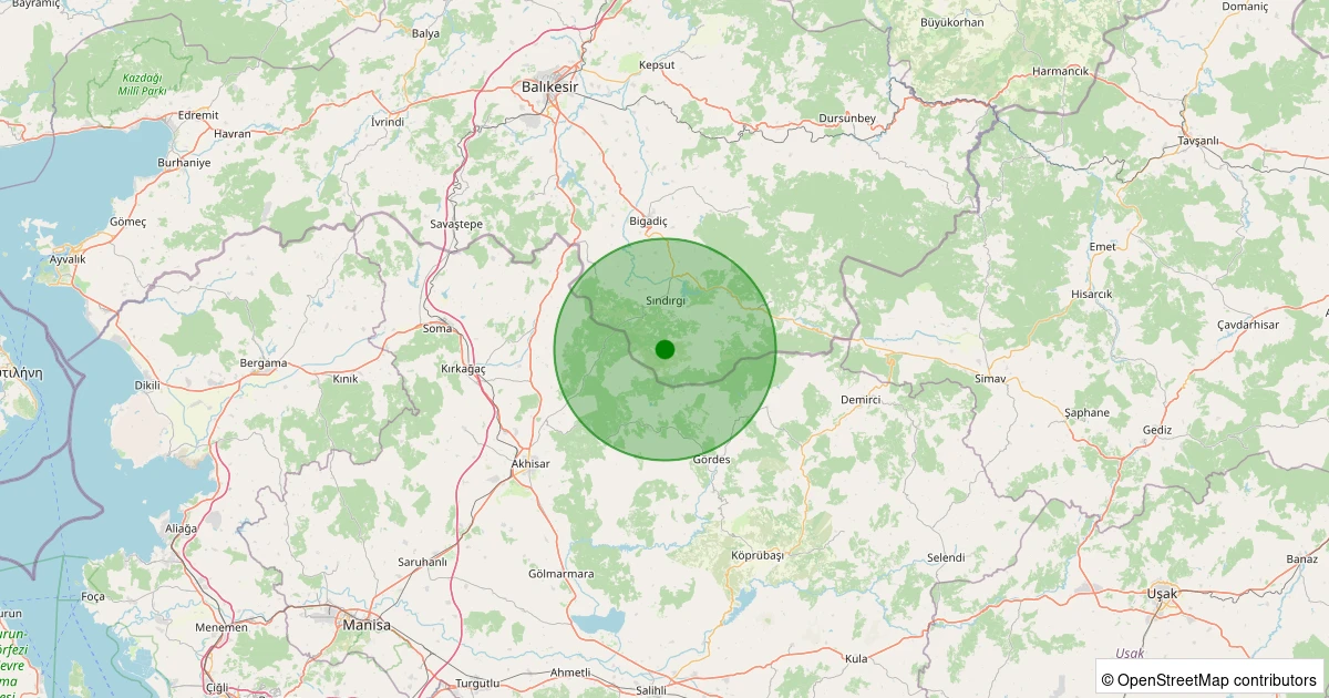 07 Kasım 2025 saat 08:59 - Sındırgı - Kınık - 0.80ML depreminin harita gösterimi
