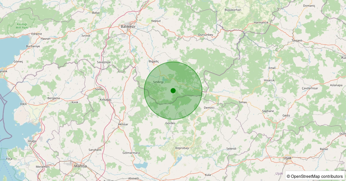 07 Kasım 2025 saat 09:40 - Sındırgı - Küçükdağdere - 1.10ml depreminin harita gösterimi