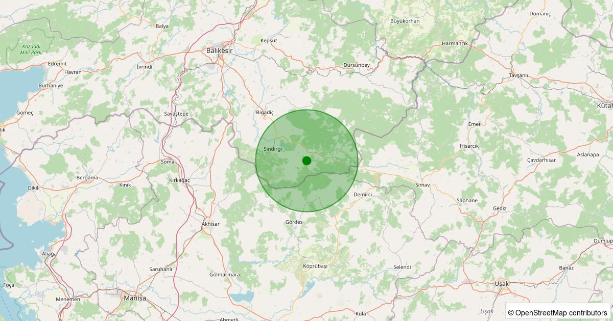 07 Kasım 2025 saat 10:27 - Sındırgı - Büyükdağdere - 1.90ML depreminin harita gösterimi