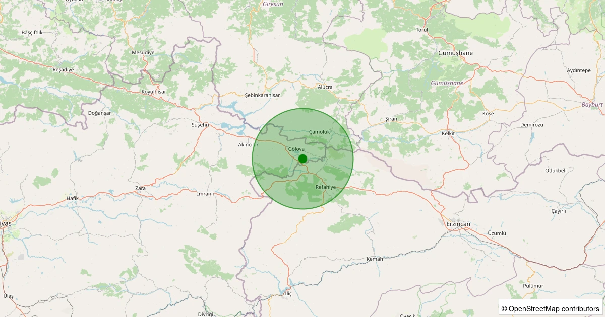 07 Kasım 2025 saat 11:57 - Gölova - Bozat Köyü - 2.70ml depreminin harita gösterimi