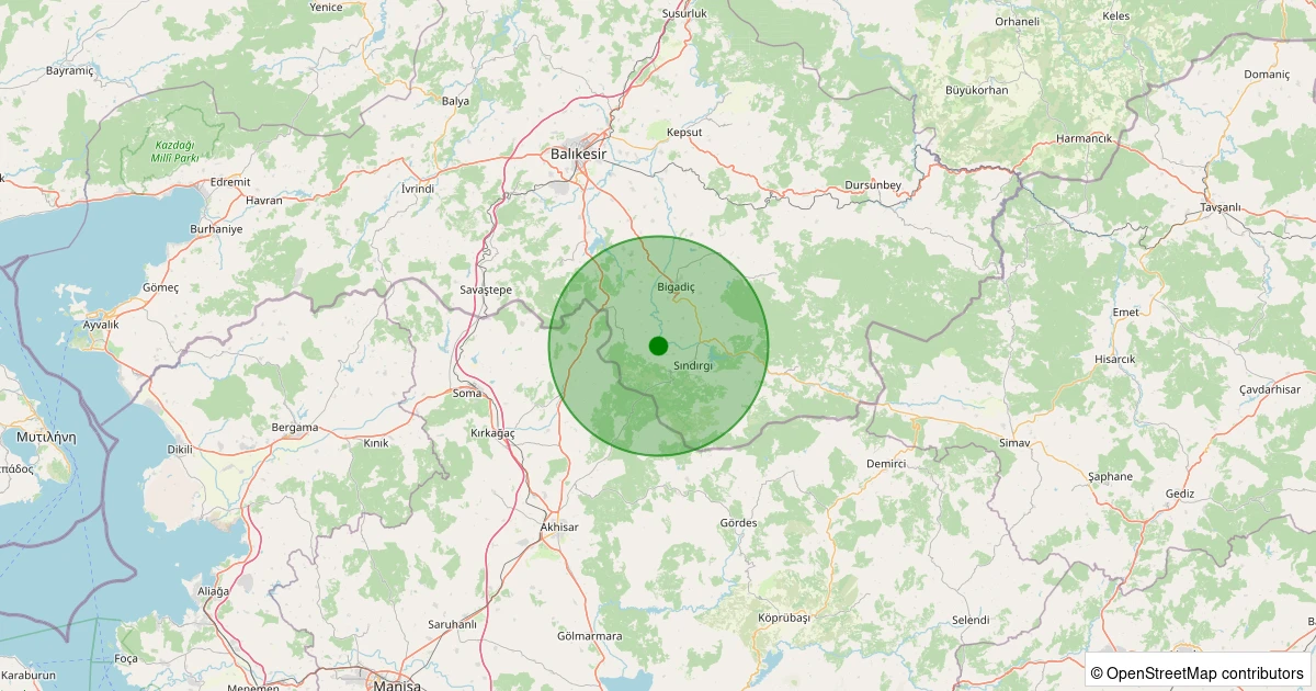 07 Kasım 2025 saat 11:55 - Sındırgı - Küçükbükü - 1.70ML depreminin harita gösterimi