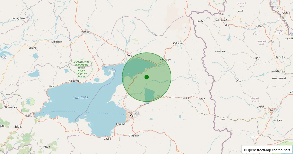 08 Ekim 2025 saat 22:02 - Tuşba - 2.90ml depreminin harita gösterimi