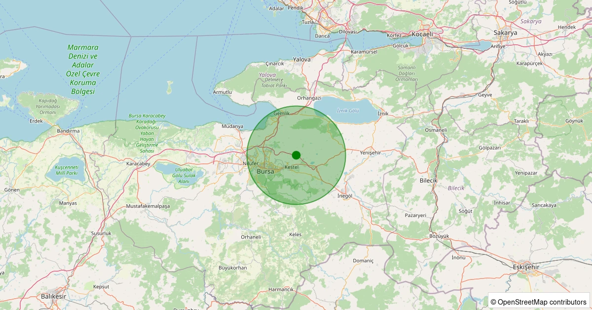 07 Kasım 2025 saat 12:42 - Gürsu - 2.30ml depreminin harita gösterimi