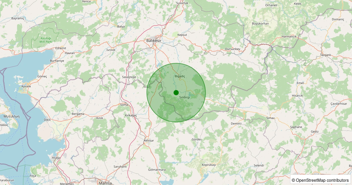 07 Kasım 2025 saat 13:38 - Sındırgı - Küçükbükü - 2.20ML depreminin harita gösterimi
