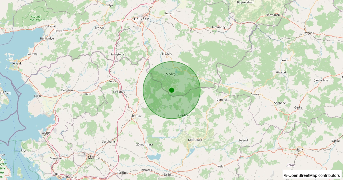 07 Kasım 2025 saat 14:56 - Sındırgı - Kınık - 0.80ml depreminin harita gösterimi