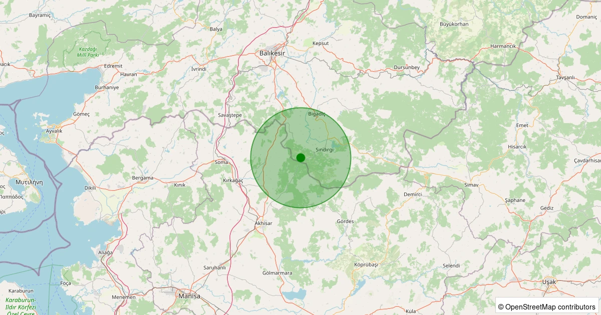 07 Kasım 2025 saat 14:58 - Sındırgı - İbiller - 2.00ml depreminin harita gösterimi
