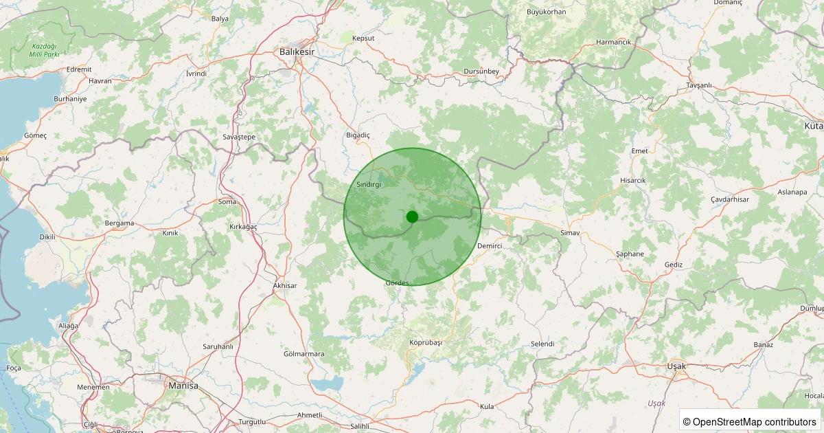 07 Kasım 2025 saat 12:34 - Sındırgı - Küçükdağdere - 1.40ml depreminin harita gösterimi