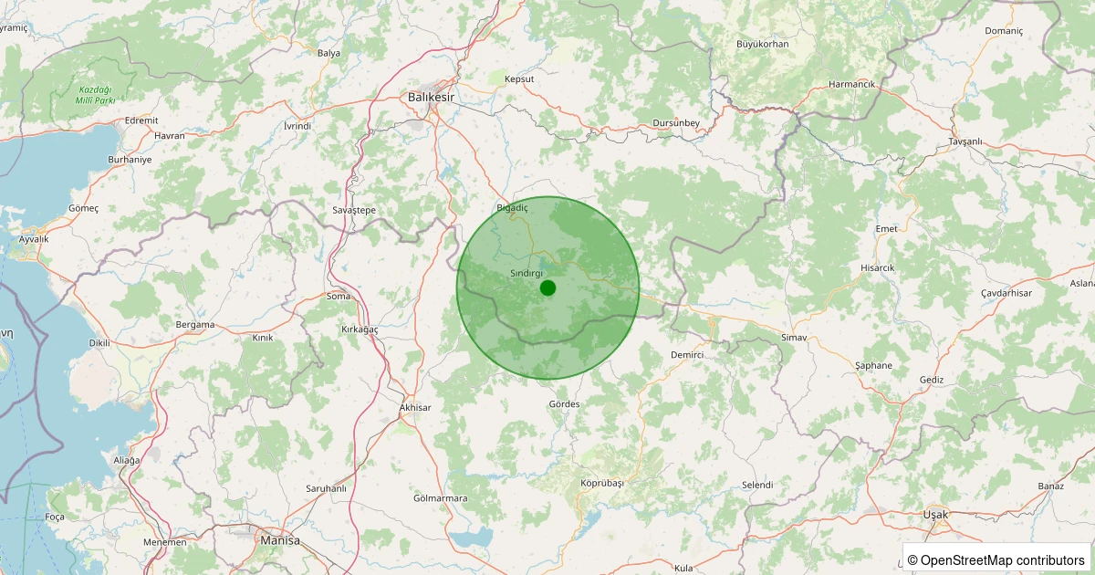07 Kasım 2025 saat 16:03 - Sındırgı - Emendere - 2.50ML depreminin harita gösterimi