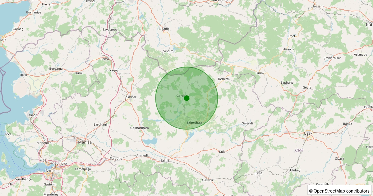 07 Kasım 2025 saat 17:37 - Gördes - Kaşıkçı - 1.70ml depreminin harita gösterimi