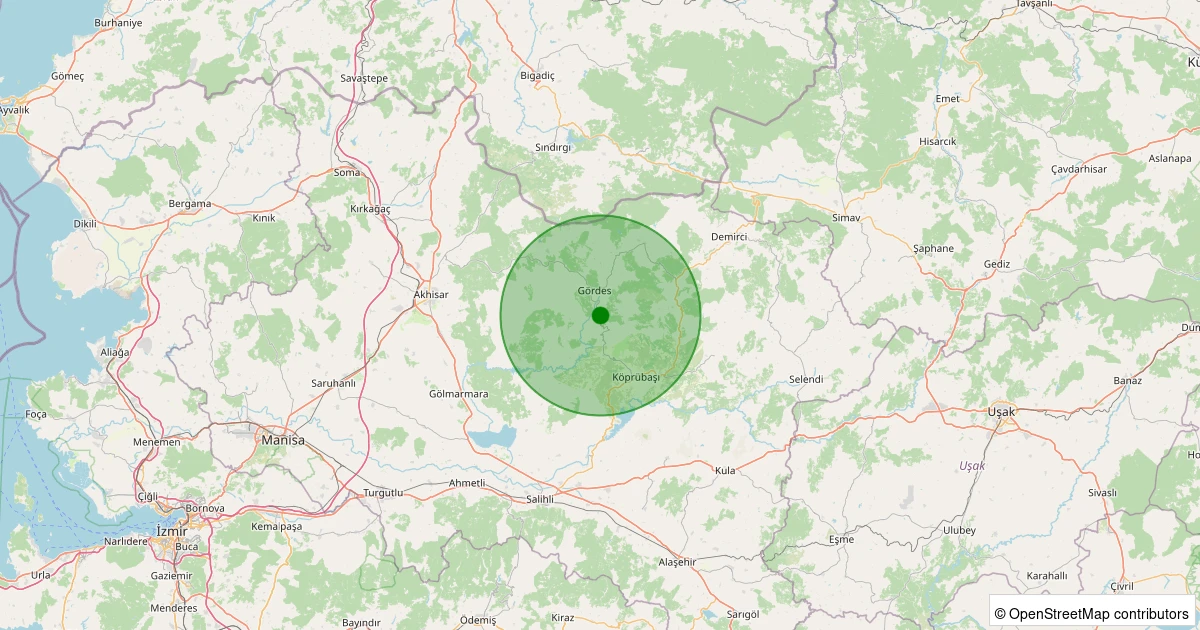 07 Kasım 2025 saat 16:45 - Gördes - Kurtuluş - 0.90ML depreminin harita gösterimi