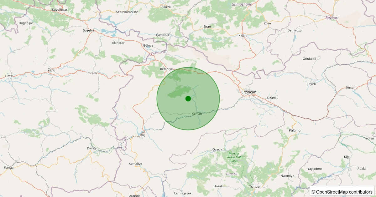 07 Kasım 2025 saat 16:53 - Kemah - Hakbilir Köyü - 1.20ml depreminin harita gösterimi
