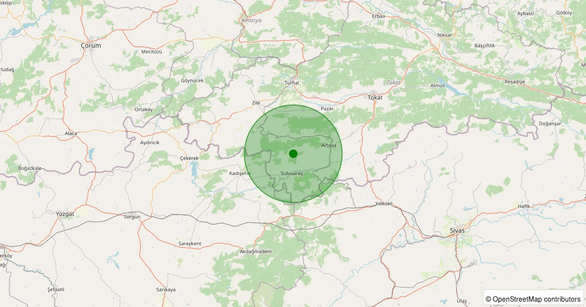 09 Ekim 2025 saat 01:22 - Artova - Devecikarkın Köyü - 1.80ml depreminin harita gösterimi