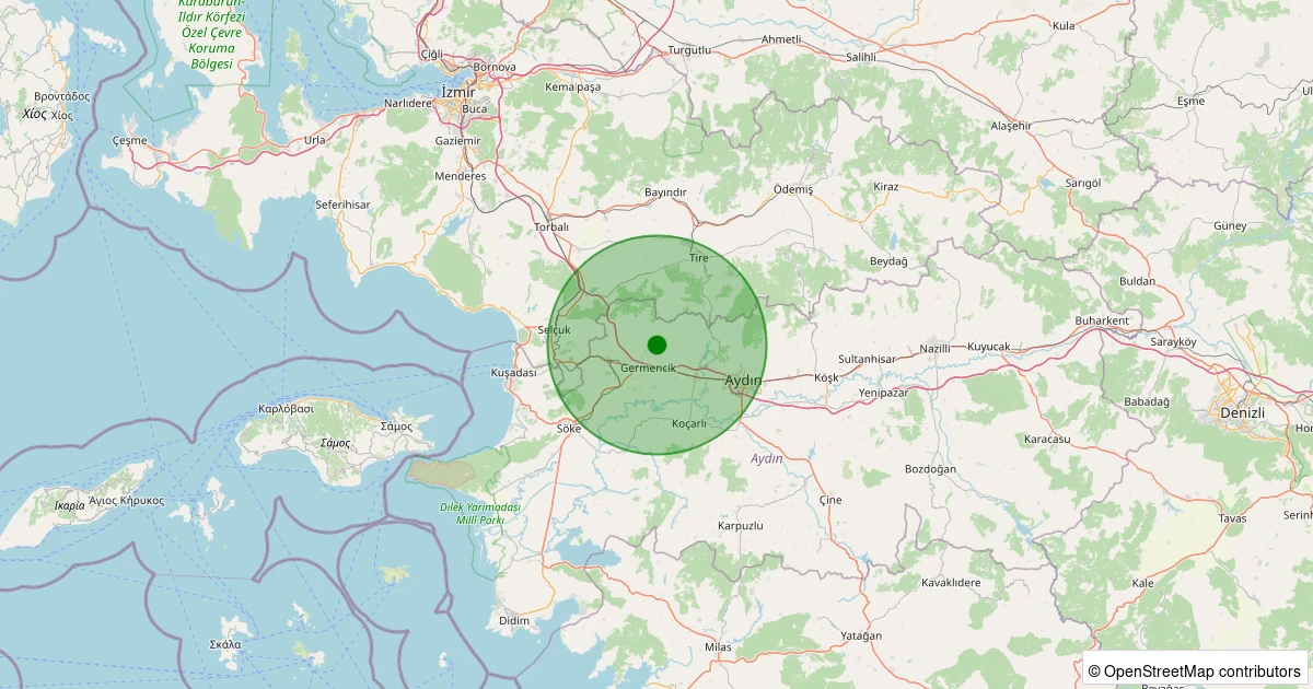 07 Kasım 2025 saat 18:49 - Germencik - Dağkaraağaç - 1.40ml depreminin harita gösterimi