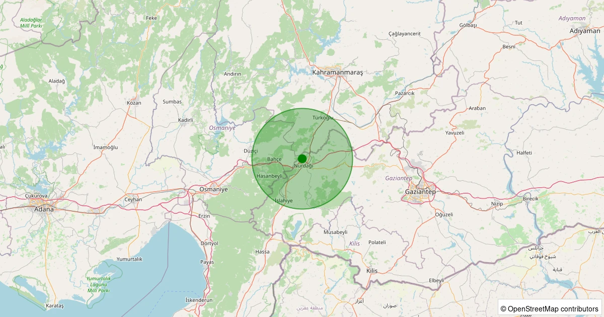 07 Kasım 2025 saat 21:29 - Nurdağı - 1.40ml depreminin harita gösterimi