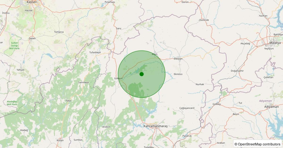 07 Kasım 2025 saat 22:50 - Göksun - Fındık - 1.40ml depreminin harita gösterimi