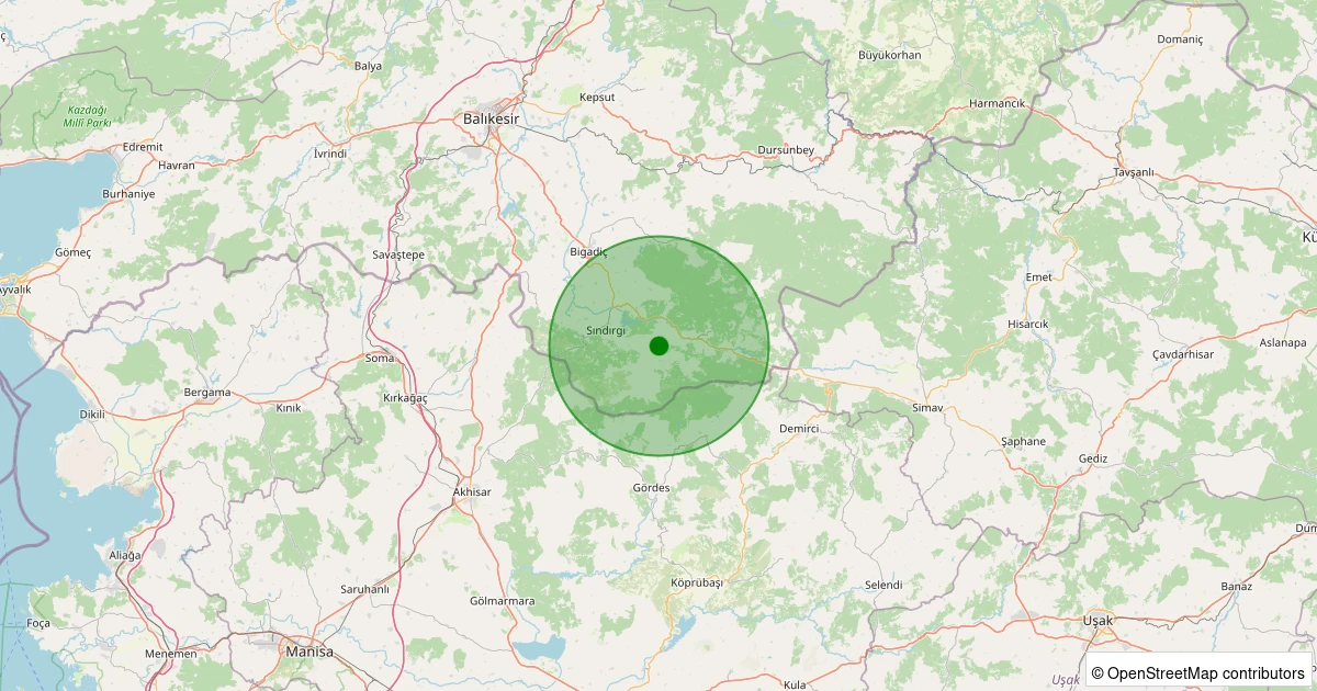 07 Kasım 2025 saat 22:52 - Sındırgı - Aslandede - 1.50ML depreminin harita gösterimi