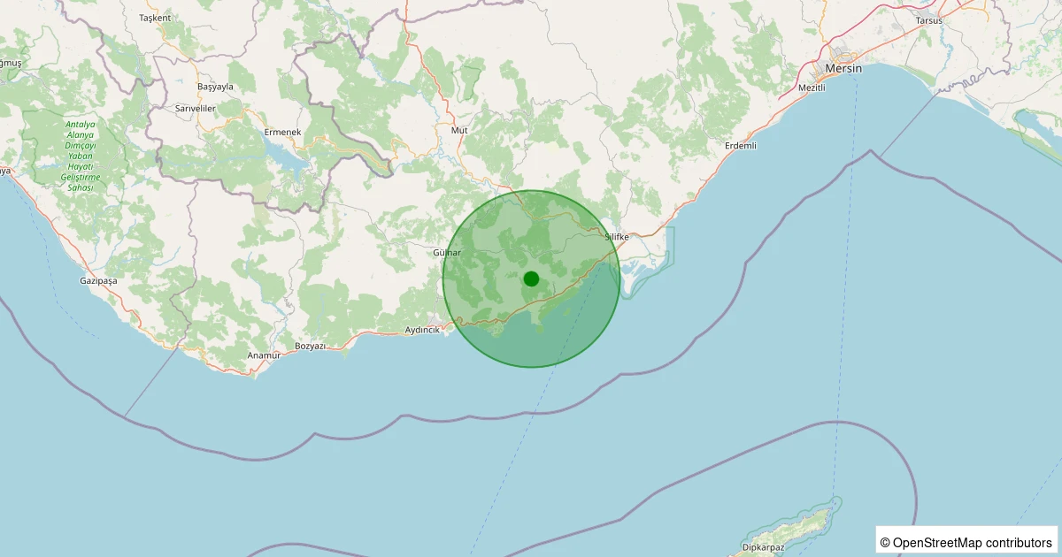 07 Kasım 2025 saat 12:11 - Silifke - Işıklı - 1.20ml depreminin harita gösterimi