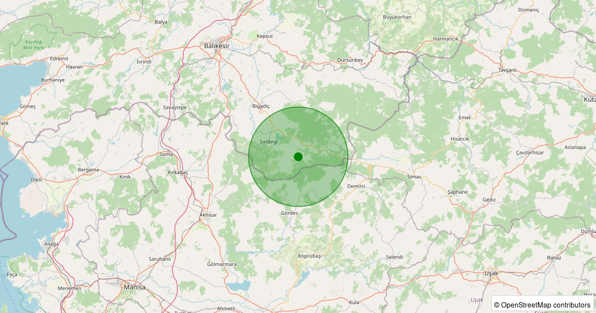 07 Kasım 2025 saat 23:24 - Sındırgı - Büyükdağdere - 1.60ml depreminin harita gösterimi