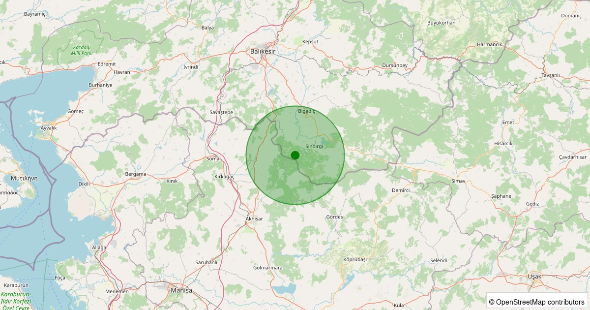 08 Kasım 2025 saat 00:30 - Sındırgı - Kertil - 1.40ml depreminin harita gösterimi