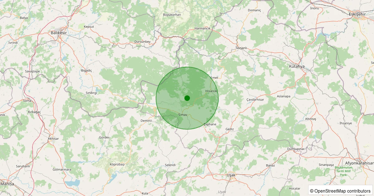 09 Ekim 2025 saat 02:59 - Simav - Eğirler Köyü - 1.60ml depreminin harita gösterimi