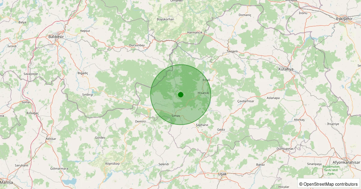 09 Ekim 2025 saat 03:09 - Simav - Yemişli Köyü - 2.20ML depreminin harita gösterimi