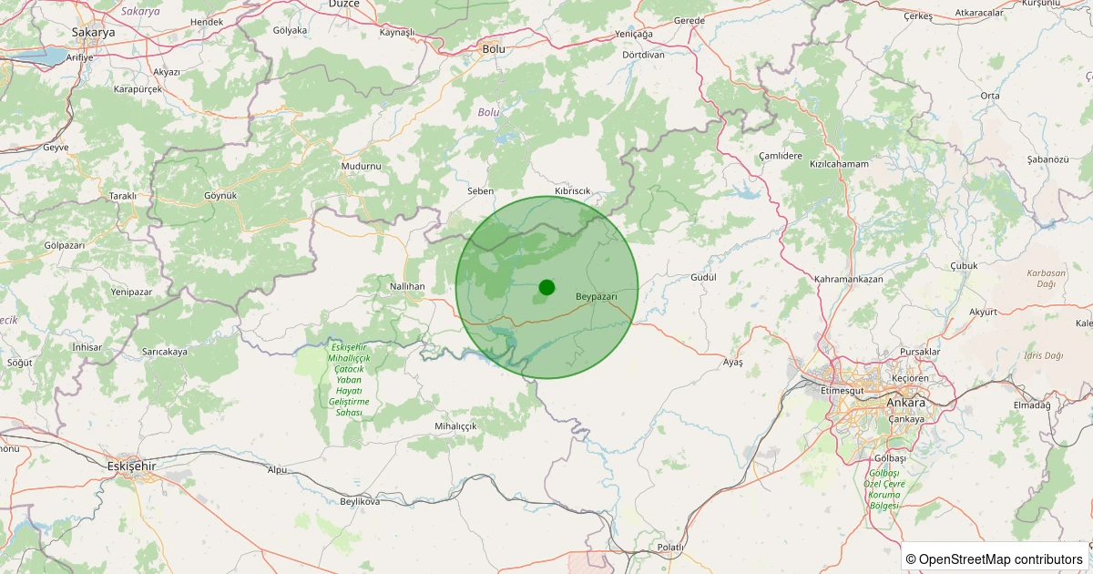 08 Kasım 2025 saat 06:01 - Beypazarı - Hırkatepe - 1.80ml depreminin harita gösterimi
