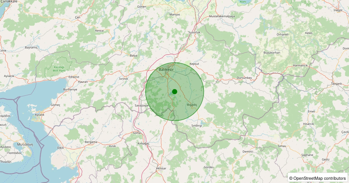 08 Kasım 2025 saat 06:40 - Bigadiç - Başçeşme - 1.20ml depreminin harita gösterimi