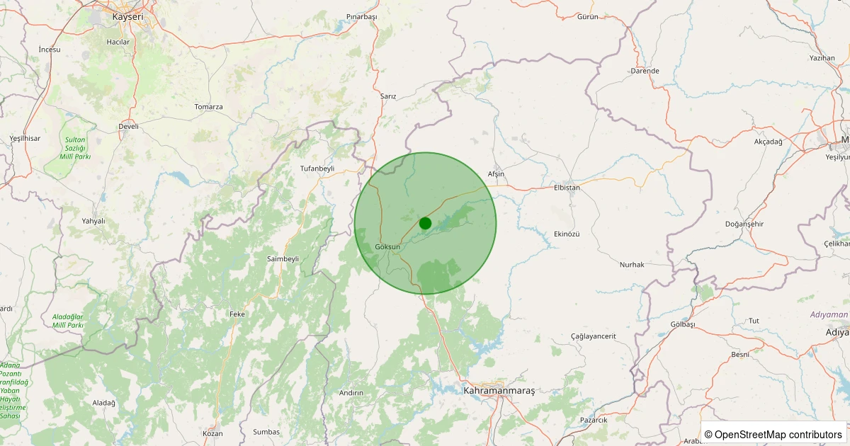 08 Kasım 2025 saat 08:50 - Göksun - Küçüksu - 2.20ml depreminin harita gösterimi