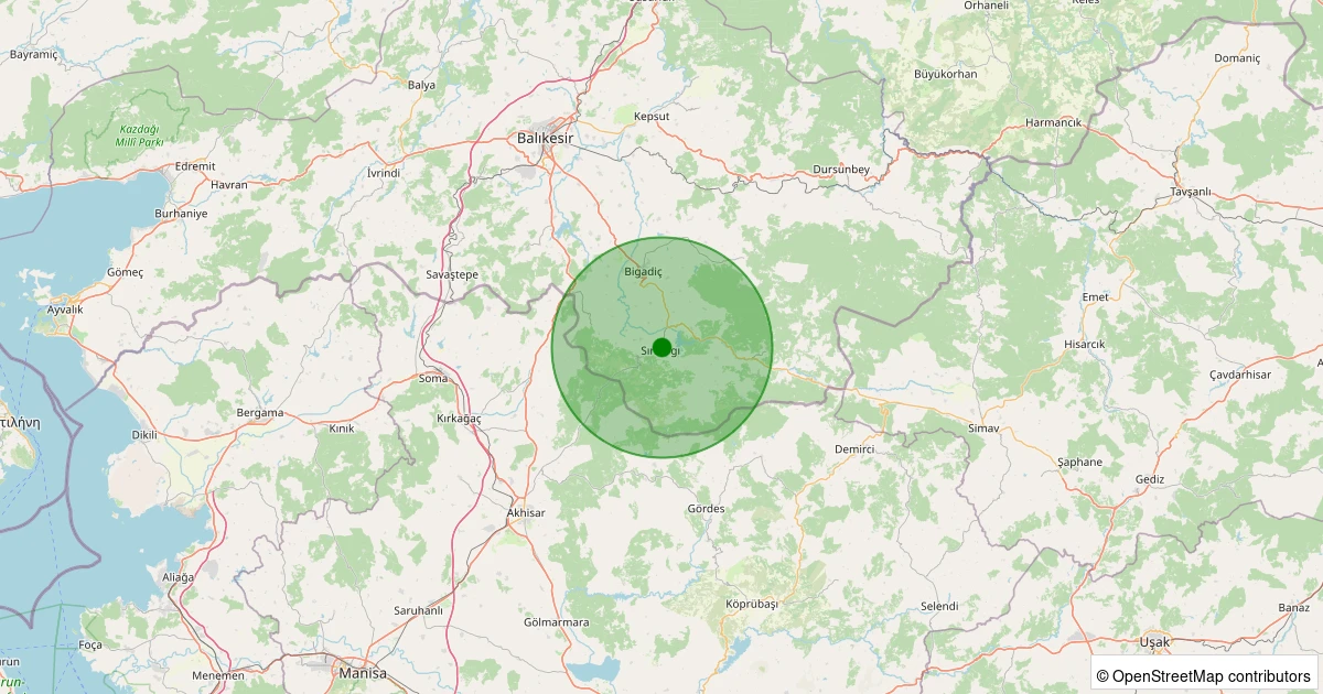 08 Kasım 2025 saat 08:36 - Sındırgı - Kurtuluş - 1.40ML depreminin harita gösterimi