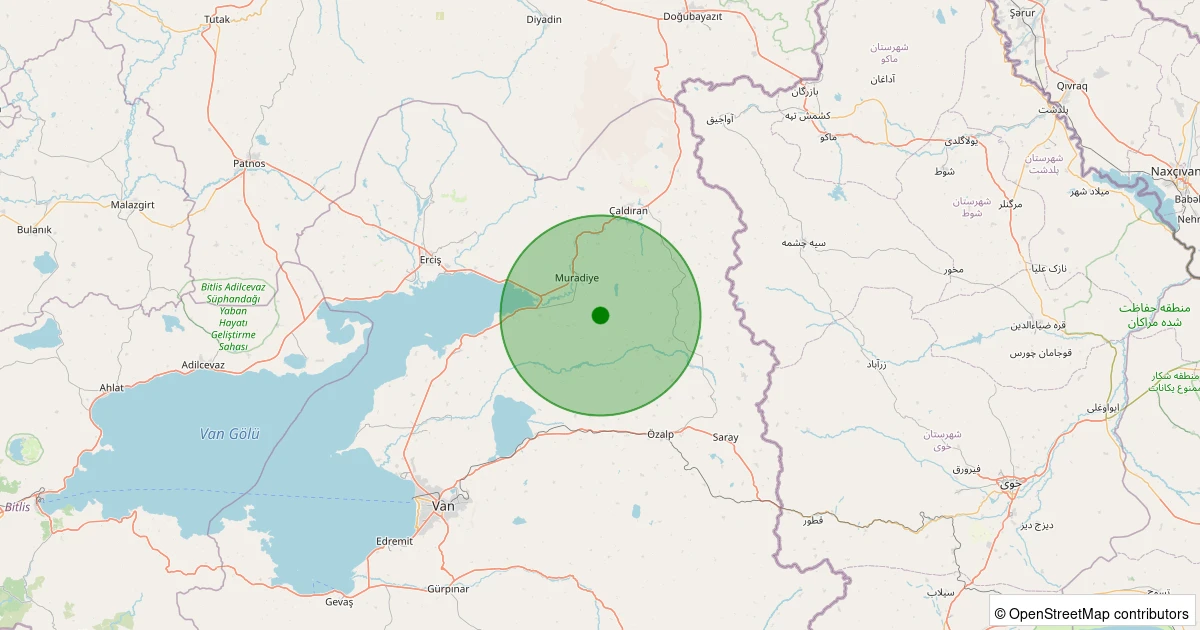 08 Kasım 2025 saat 10:28 - Muradiye - Adaklı - 1.70ml depreminin harita gösterimi