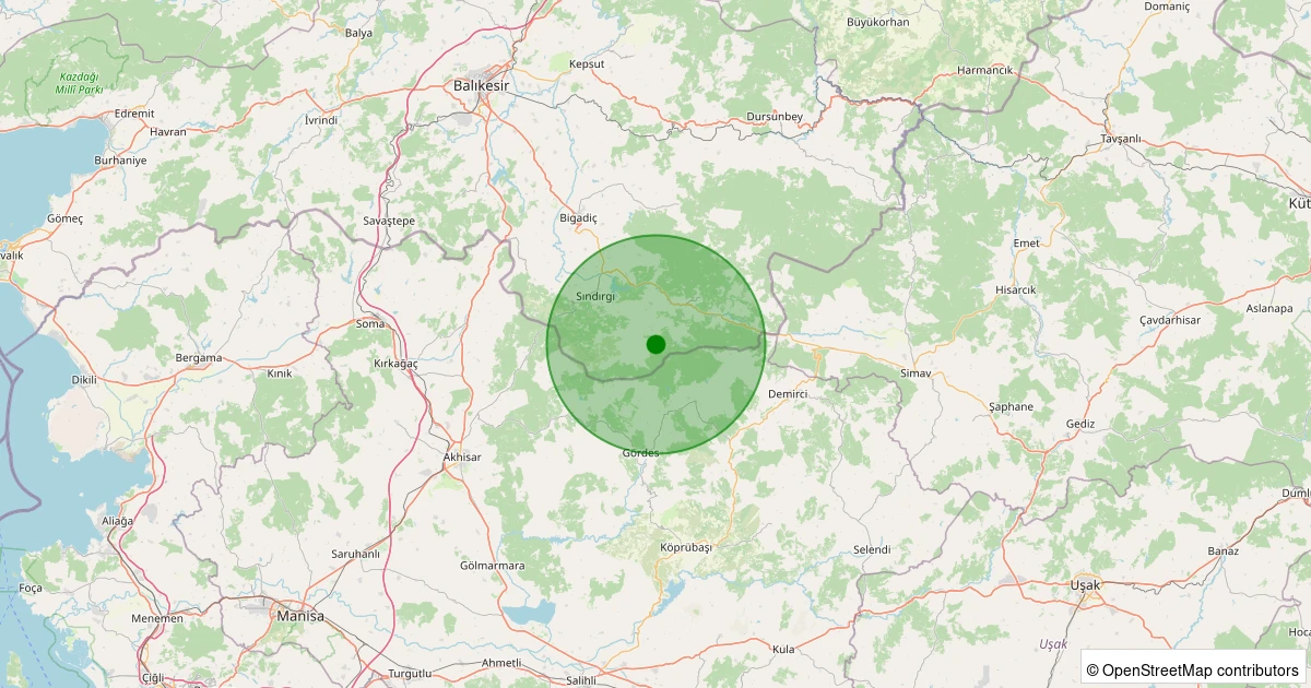 08 Kasım 2025 saat 10:41 - Sındırgı - Küçükdağdere - 1.50ml depreminin harita gösterimi