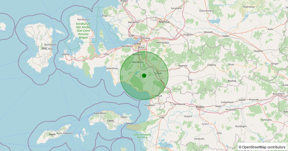 08 Kasım 2025 saat 11:26 - Menderes - Çileme - 2.20ml depreminin harita gösterimi