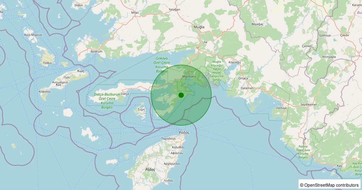 08 Kasım 2025 saat 12:42 - Marmaris - Bayır - 2.40ml depreminin harita gösterimi