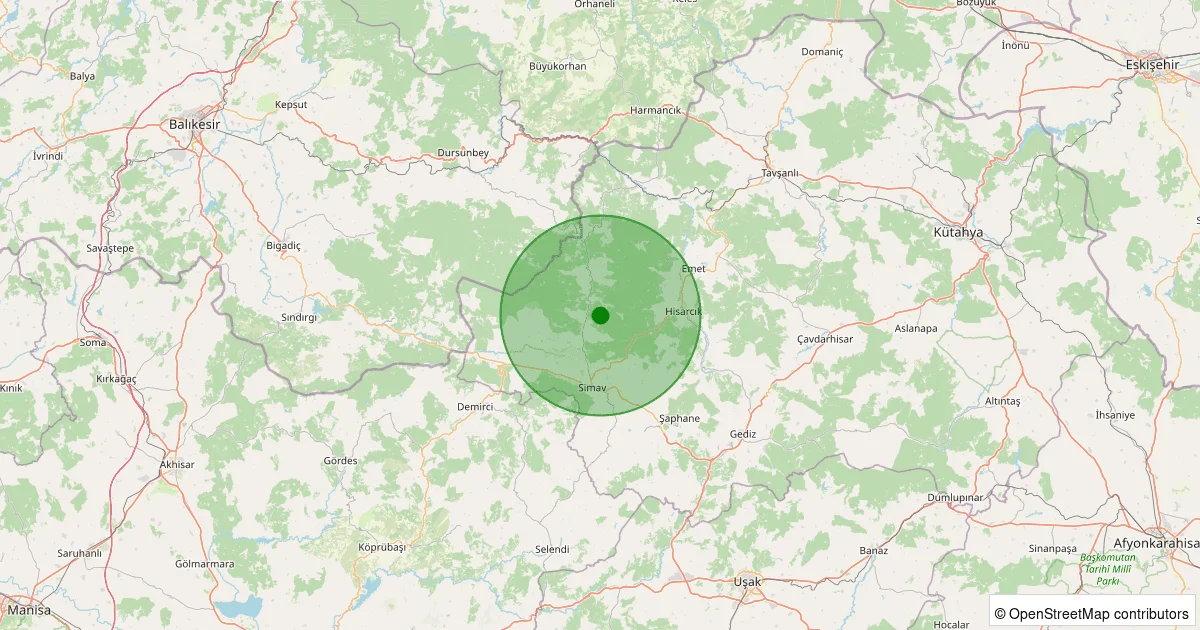 09 Ekim 2025 saat 04:31 - Simav - Maden Köyü - 1.40ML depreminin harita gösterimi