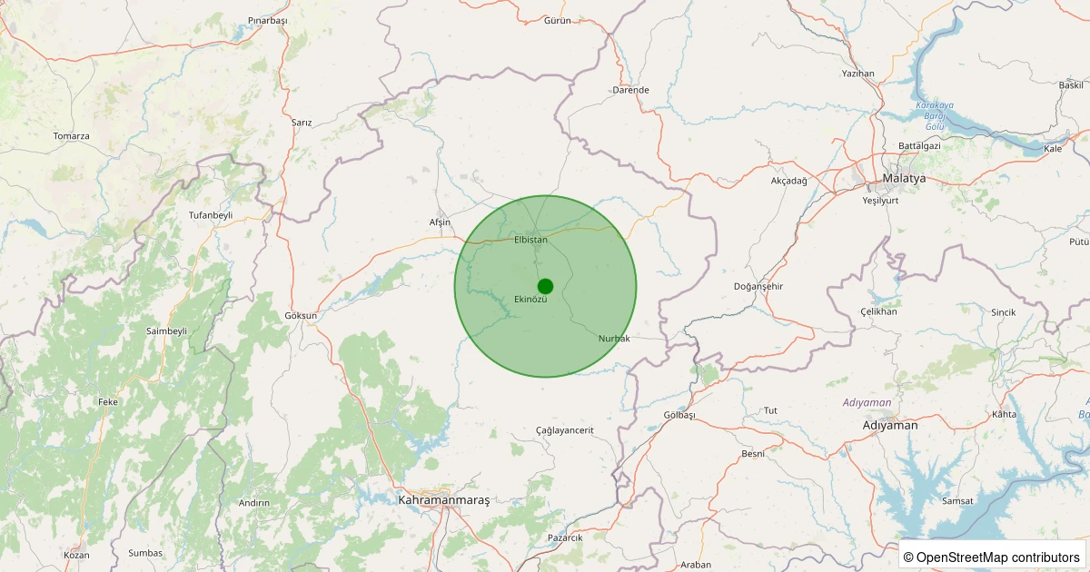 08 Kasım 2025 saat 13:14 - Ekinözü - Akpınar - 1.80ml depreminin harita gösterimi