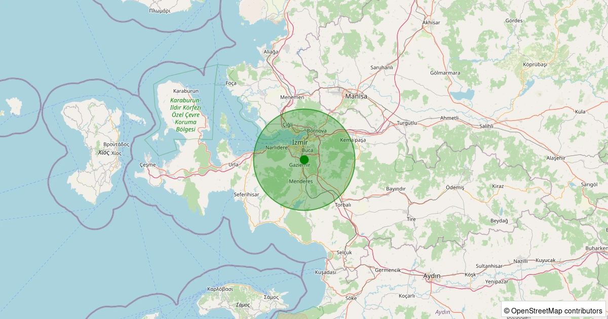 08 Kasım 2025 saat 14:26 - Gaziemir - Beyazevler - 2.10ml depreminin harita gösterimi