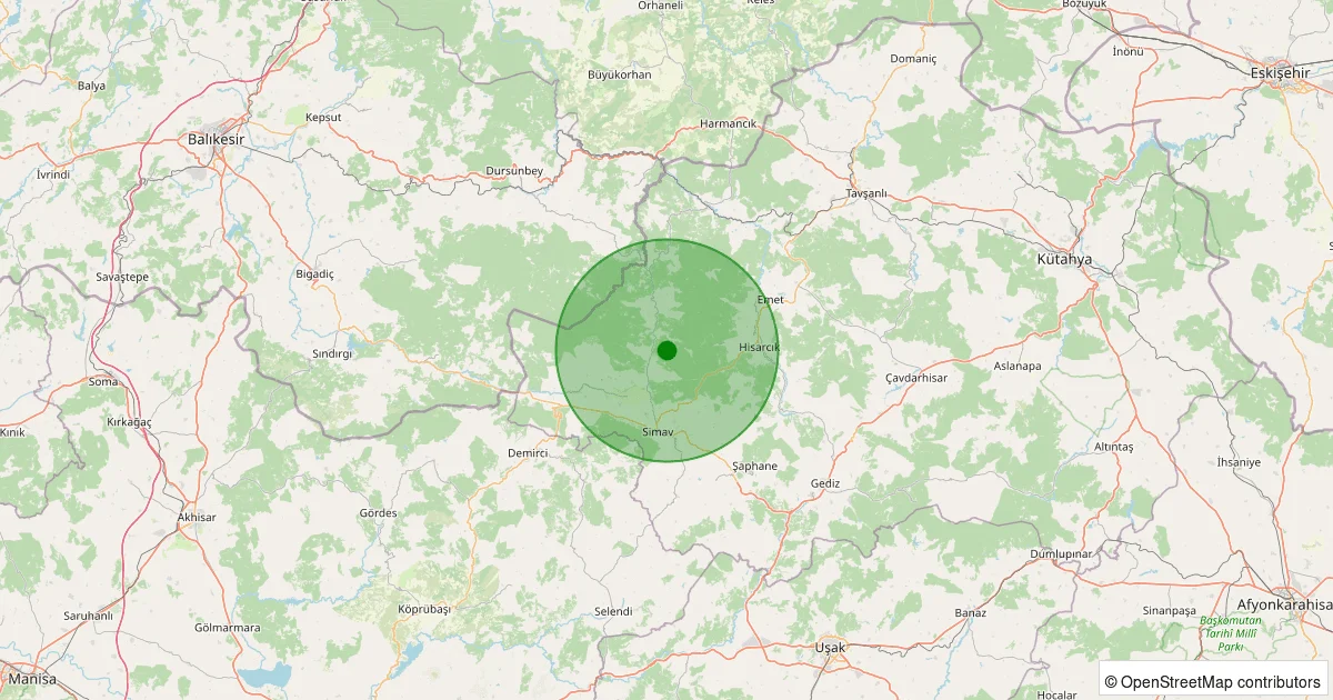 09 Ekim 2025 saat 05:56 - Simav - Maden Köyü - 2.50ML depreminin harita gösterimi
