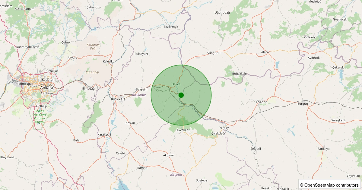 08 Kasım 2025 saat 19:01 - Yerköy - Yukarıihsangazili Köyü - 0.70ML depreminin harita gösterimi