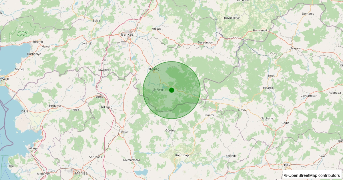 08 Kasım 2025 saat 19:58 - Sındırgı - Osmanlar - 1.80ml depreminin harita gösterimi