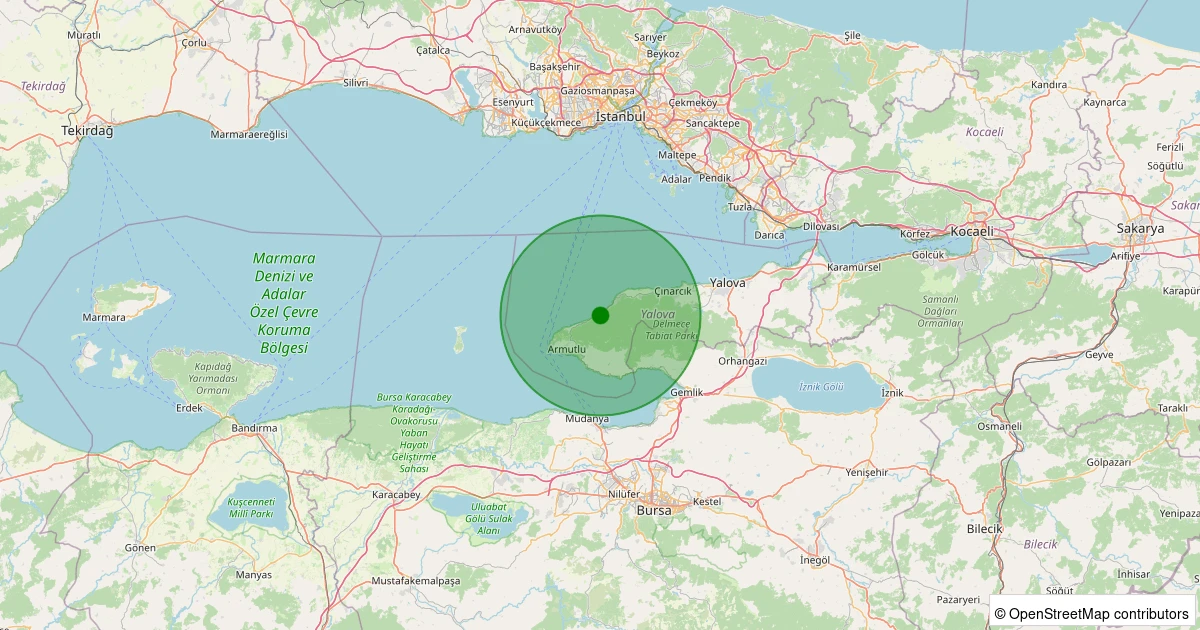 08 Kasım 2025 saat 20:51 - Çınarcık - Esenköy - 2.10ml depreminin harita gösterimi